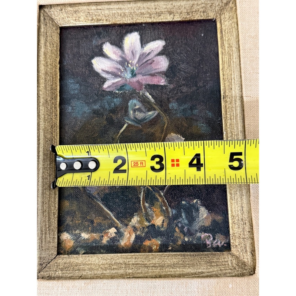 Vintage 1971 Bev Erickson Floral Oil Painting Signed Framed Mid Century Art 5x7 - Picture 8 of 12